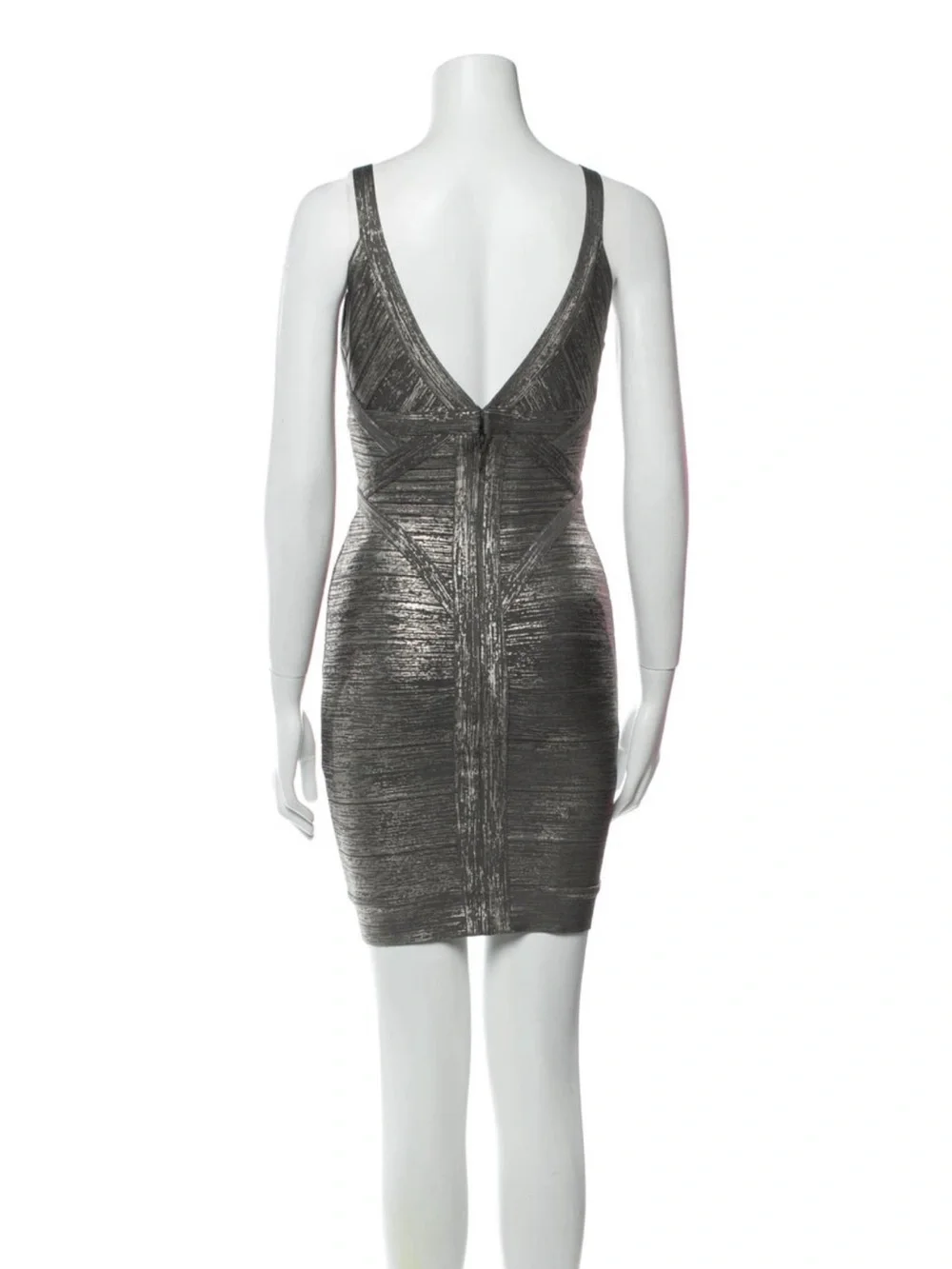 Herve Leger Metallic Silver Bandage Mini Dress